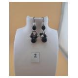 Black and white beaded earrings