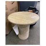 Large Round Travertine Accent Table