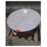Jason 35 in. White and Charcoal Round Marble Top Coffee Table