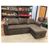 Charcoal Gray Corner Sofa w/ Chaise & Trundle