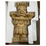 20 in. Light Brown Resin and Fiberglass Tiki Head Cascade Fountain
