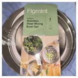 3pc (5qt, 3qt & 1.5qt) Stainless Steel Non-Slip Mixing Bowls (no lids) Cream - Figmint : Metal Nesti