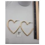 Gold heart hoops