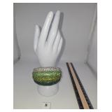 3 shades of green snap on bracelet