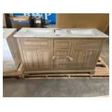 Doveton 60 in. W x 19 in. D x 34.50 in. H Bath Vanity in Weathered Tan with White Cultured Marble Top