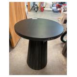 18 in. Black Mango Wood Round End Table with Pedestal Base 