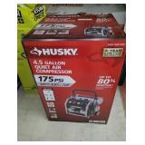 Husky 4.5 Gal. 175 PSI Portable Electric Oil-Free Quiet Twin Stack Jobsite Air Compressor
