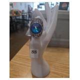 Large blue gem stretch ring