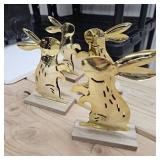 Set of Four Gold Rabbit Figurines