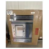 40 in. W x 32 in. H Large Rectangular Tempered Glass Framed Wall Bathroom Vanity Mirror in Matte Bla