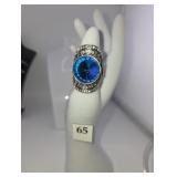 Blue gem stretch ring