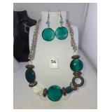 Necklace set blue beads large