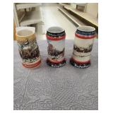 Lot of 3 Budweiser beer steins