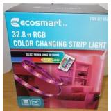 EcoSmart 32.8 Ft. Indoor RGB LED Color Changing Strip Tape Light with Remote