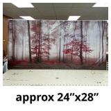 Red Misty Forest Autumn Art