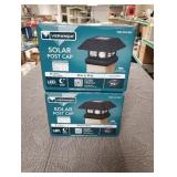 Lot of 2 Veranda 4 in. x 4 in. (3.5 x 3.5 Post Size) 7 Lumens Black Plastic Solar Post Cap
