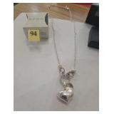 Silver heart charm pendant necklace