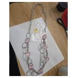 Silver with pink beads necklace