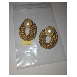 Gold and "pearl" earrings