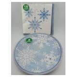 Snowflake Pattern Party Plates and Napkins Lot