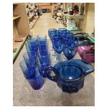 Cobalt Blue Glasses 11, Wine Glasses 9, 1 Pitcher