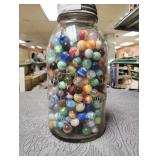 Vintage Atlas Mason Jar with Antique Marbles