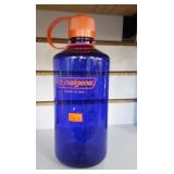 Nalgene Blue Water Bottle with Orange Cap