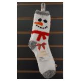 Holiday Fuzzy Socks with Snowman and Stripes