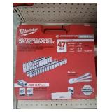 Milwaukee 3/8 in. drive Metric/SAE Mechanics Socket and Ratchet Set 56 pc