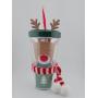 Holiday Reindeer Tumbler with Straw and Scarf