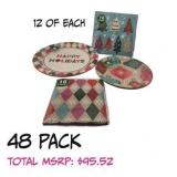 48 PACK. Holiday Party Supplies Dinnerware and Napkins Set