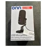 onn USB Tri-Pattern Microphone with Volume/Mute Controls and 3.5mm Headphone Jack