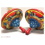 Vintage Ohio Art Co. Metal Spinning Tops 1950