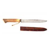 Lot 39 Large Stag Handle Knife wSheath