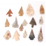 Lot 160 Group of 15 Native American Arrowheads
