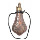 Lot 165 Embossed Copper & Brass Powder Flask