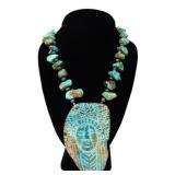 Lot 253 Large Turquoise Native American Necklace with Sterling Silver