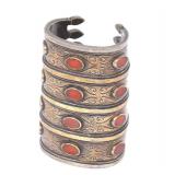 Lot 258 19th C. Turkoman Gilt Silver Carnelian Cuff Bracelet