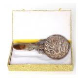 Lot 343 Chinese Dragon Belt Hook Silver Mounted As a Mirror