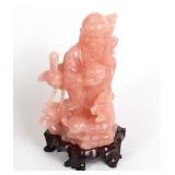 Lot 352 Rose Quartz Chinese Shu Lao Carved Statue