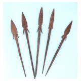Lot 113 Group of Five Iron African Spear Points, Swallowtail