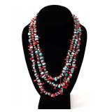 Lot 125 Incredible Turquoise & Bright Red Coral Necklace