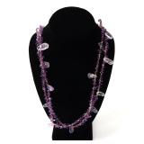 Lot 136 Lovely Amethyst Chip Seed Bead Necklace
