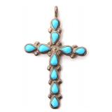 Lot 175 Lovely Sterling Silver Turquoise Cross Pendant