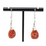 Lot 178 Lovely Pair of Shell & Coral Turtle Earrings