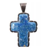 Lot 194 Sterling Silver & Lapis Lazuli Crucifix Pendant