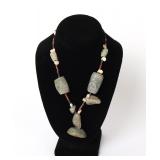 Lot 207 Pre-Columbian Jadeite & Hardstone Beaded Necklace, Mezcala 500 BCE-650 CE
