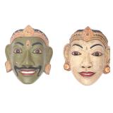 Lot 257 Pair Male & Female Indonesian Dance Masks