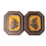 Lot 266 Vintage Tibetan Fabric Rub Stamps, Framed