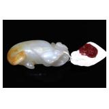 Lot 320 Chinese White Jade Ceylon Cat & Kitten, Qing 1644-1912